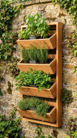20 Herb Garden Ideas Vertical Wall Mounted Cedar Frame 3 3. Design a Cedar Frame With Angled Planter Boxes for Better Drainage