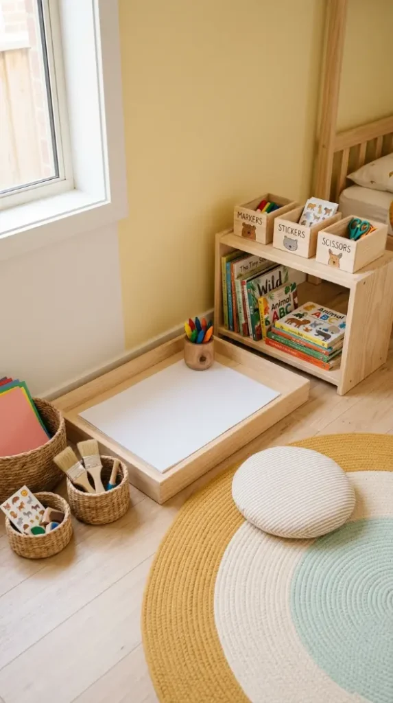 12 Kids Room Corner Decor Inspiration Art Station Creative 3 3. Low Floor-Level Art Station for Young Children