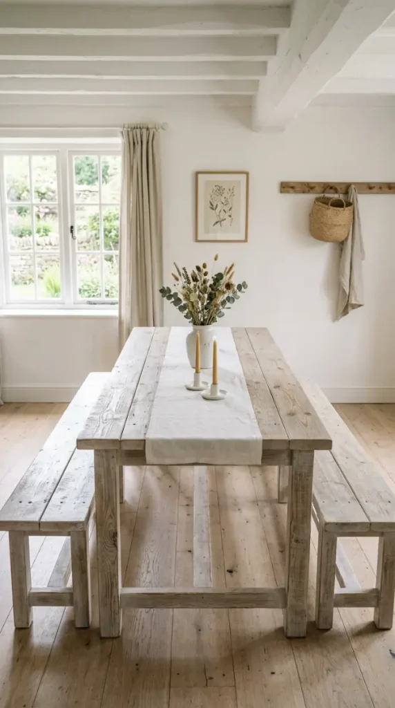 20 Rustic Wood Pallet Tables Inspiration Farmhouse Dining 3 3. Whitewashed Pallet Table With Bench Seats