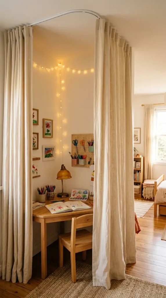 12 Kids Room Corner Decor Inspiration Art Station Creative 4 4. Corner Art Nook With Curtain Privacy Screen
