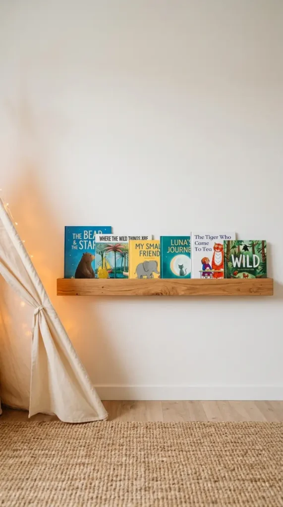 10 Kids Room Corner Decor Inspiration Cozy Reading Teepee 4 4. Mount a Low Face-Out Book Ledge on the Adjacent Wall