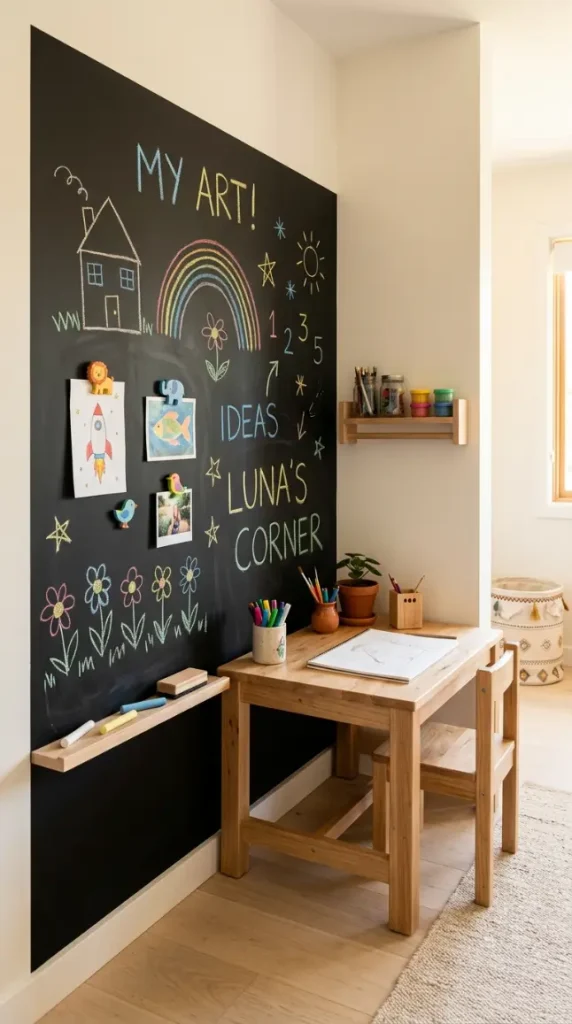 12 Kids Room Corner Decor Inspiration Art Station Creative 5 5. Art Supply Wall With Magnetic Chalkboard Paint Corner Panel
