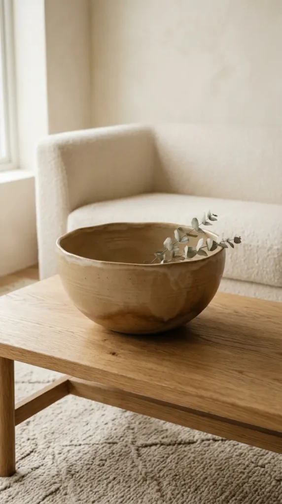 18 Minimalist Living Room Decor Ideas Warm Texture Curved 5 5. Place One Large Handmade Ceramic Vessel as the Room's Singular Object