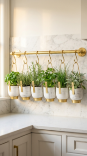 15 Herb Planter Ideas Luxury Marble Kitchen Brass Pots 6 6. Hexagonal Brass Herb Pots With Marble Base Inserts