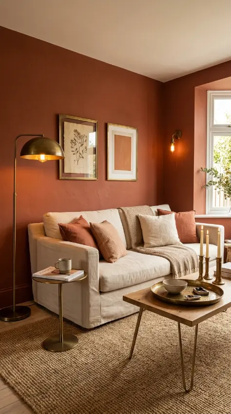 16 Living Room Decor Color Schemes Warm Terracotta Cream 6 6. Terracotta and Cream With Aged Brass Accents Throughout