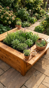 18 Herb Garden Ideas Rustic Cedar Raised Bed Outdoor 6 6.Add a Built-In Bench Seat Around the Cedar Raised Bed