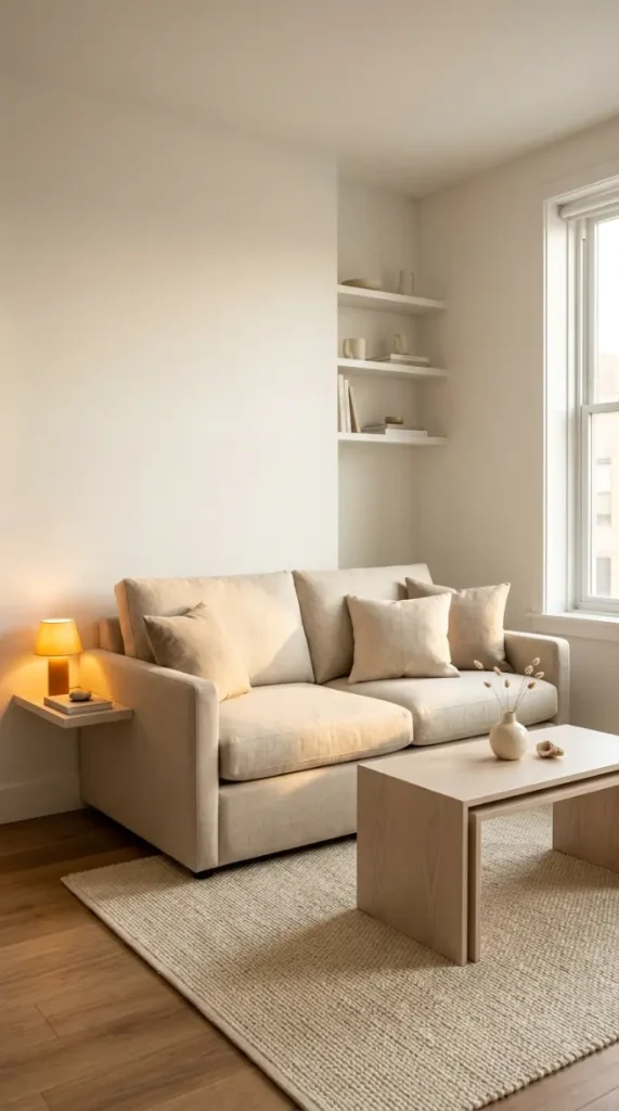 20 Minimalist Living Room Small Spaces Multifunctional 7 7. Sofa Bed as Living Room and Guest Room in One