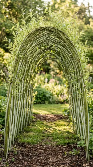 22 DIY Outside Play Area for Kids Natural Log and Stump 9 9. Hazel and Willow Natural Play Tunnel