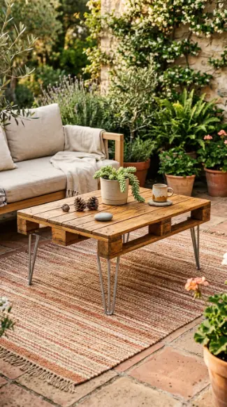 12 Rustic Wood Pallet Tables Inspiration Hairpin Leg Coffee 9 9. Outdoor Pallet Coffee Table on Galvanized Hairpin Legs