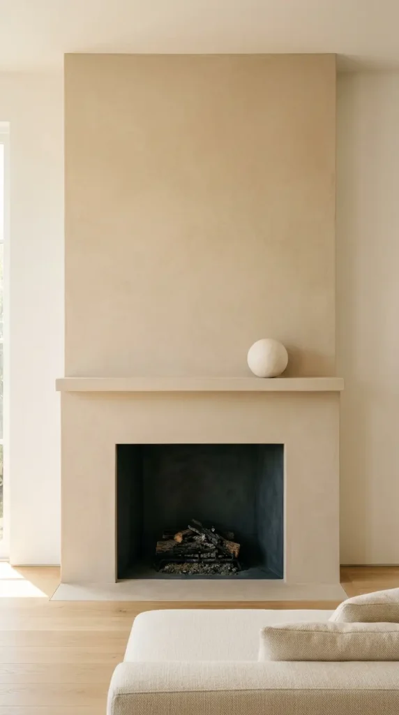 22 Minimalist Living Room Decor Ideas Sculptural Plaster 9 9. Plastered Fireplace Surround — Architecture and Material Combined