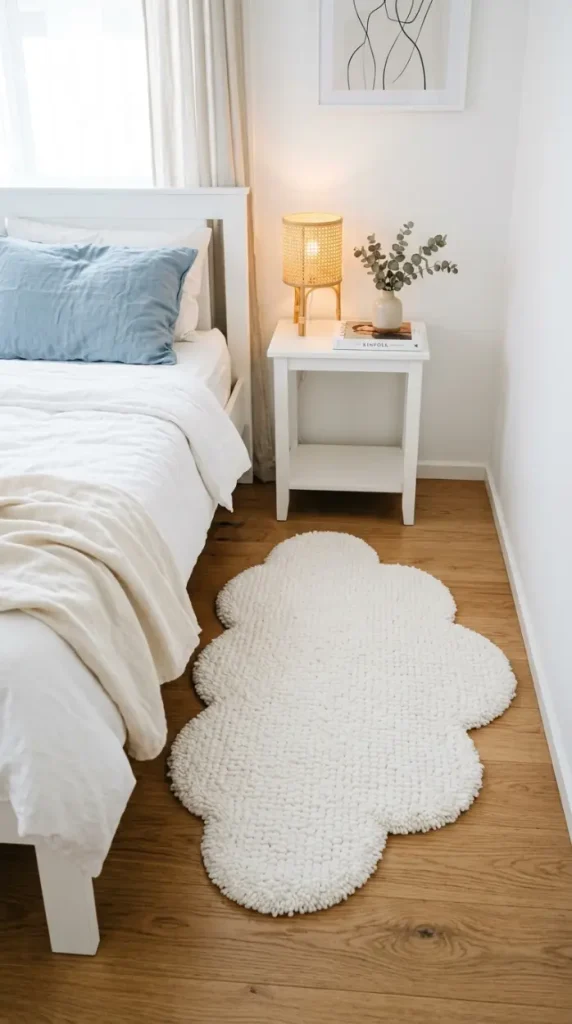 20 Cute Rugs Ideas for Bedrooms That Make You Want to Stay in Bed Forever 9 9. Tufted Cloud-Shaped Rug