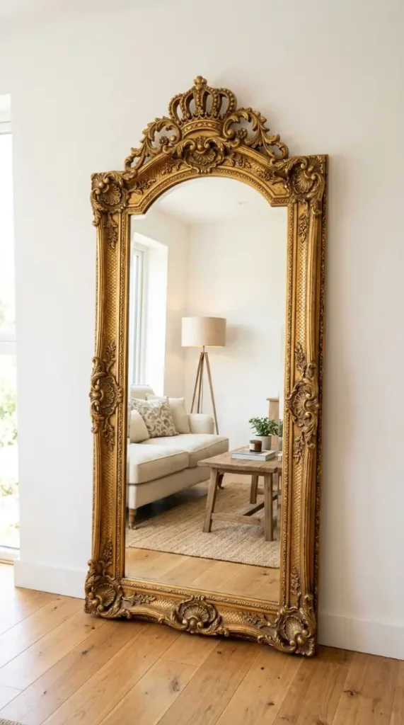 22 Full Length Mirror Living Room Baroque Gold Dramatic 1 1. Lean It Against a Plain White Wall as a Single Statement
