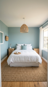 17 Bedroom Aesthetic Coastal Grandmother Sea Glass Blue 1 1. Sea Glass Blue Walls as the Full Room Foundation