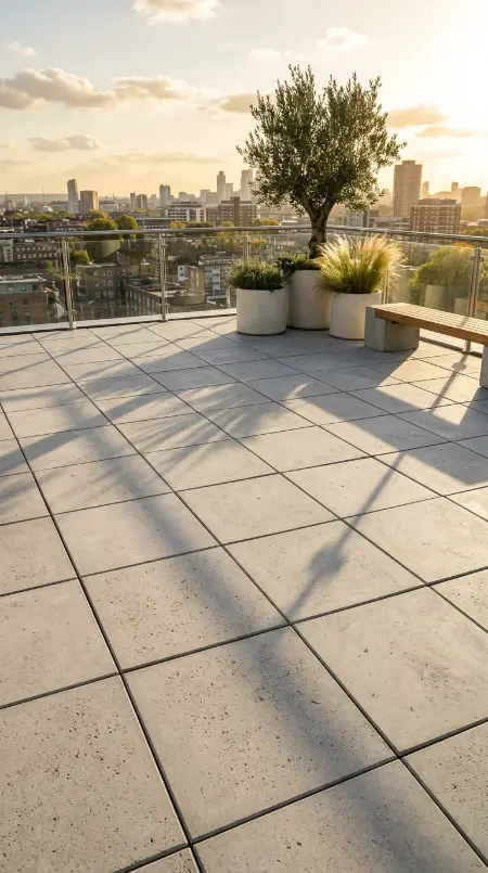 26 Minimal Outdoor Living Space Design for a Rooftop Terrace 1 1. The Pale Concrete Deck as Minimal Foundation