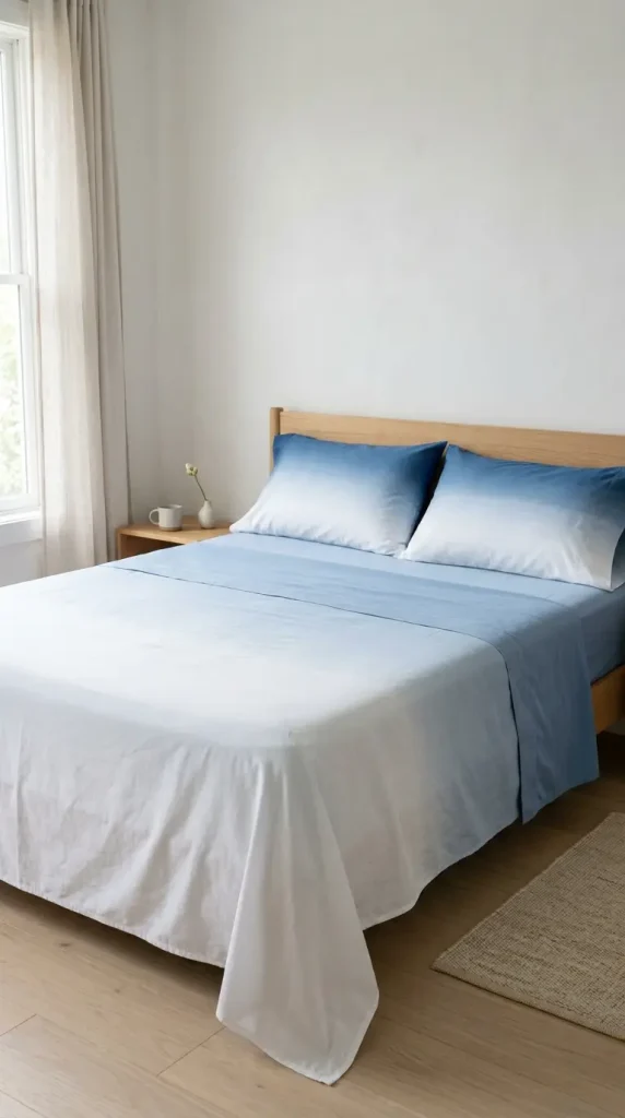 10 Cute Bedding Ideas Pastel Cloud Dreamy Bedroom Style 1 1. The Powder Blue to White Ombre Sheet Set
