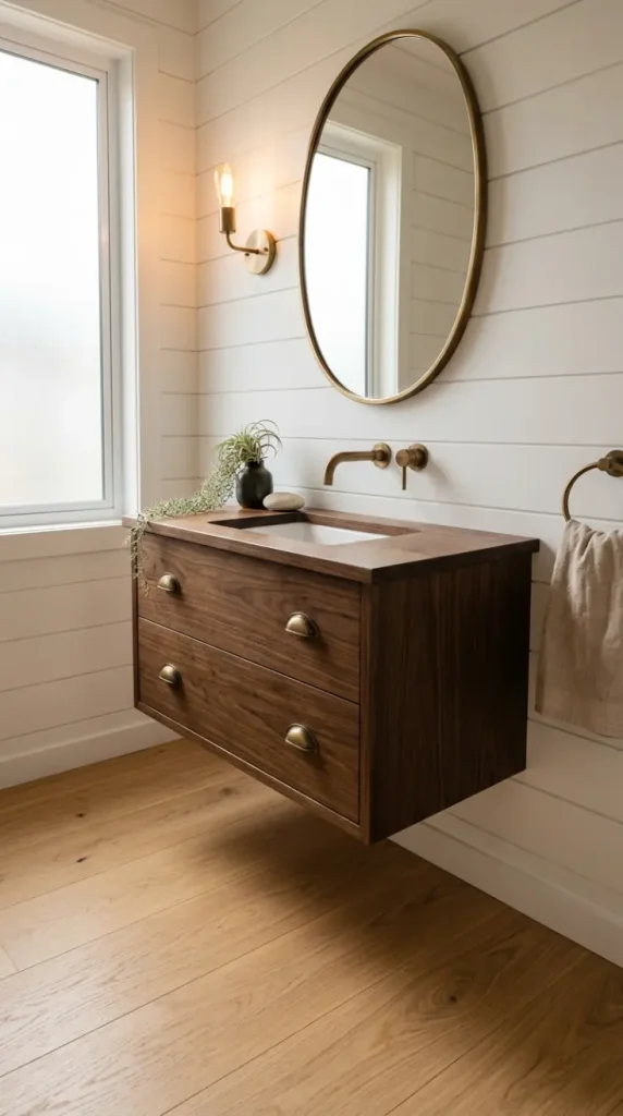 16 Modern Farmhouse Interior Design Seamless White Oak Floor 10 10. Modern Farmhouse Bathroom With White Oak Vanity Floor