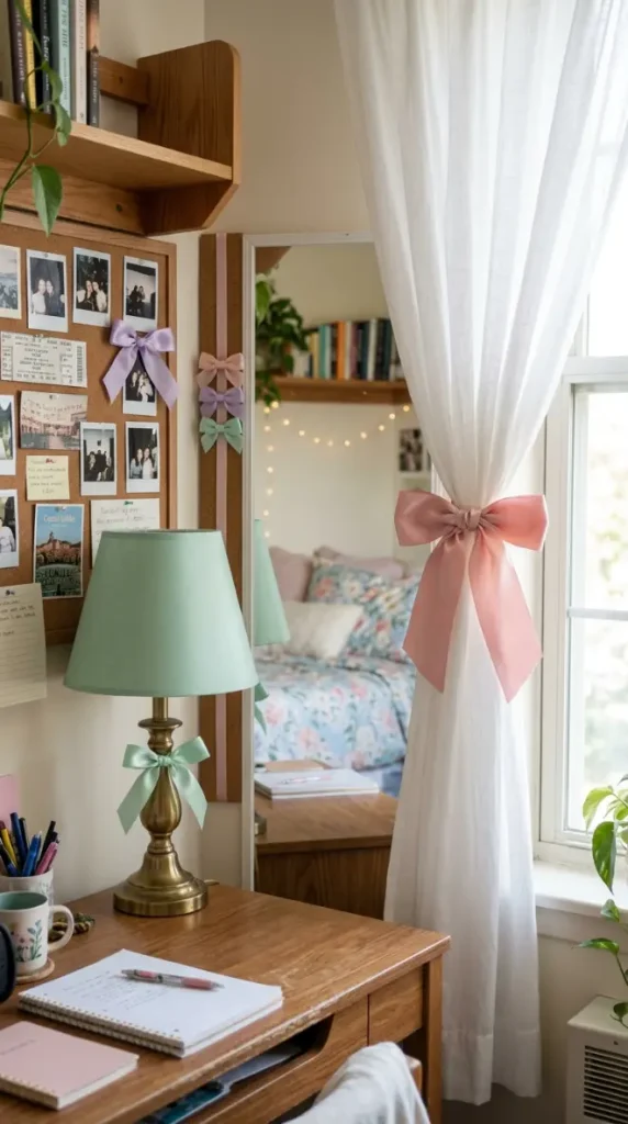 24 College Bedroom Ideas Pastel Girly Aesthetic Dreamy Style 10 10. The Bow and Ribbon Decorative Accent Collection — Coquette Detail Layer