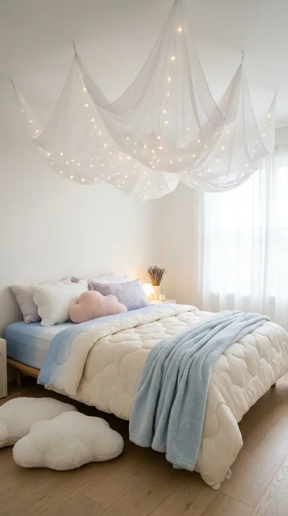 10 Cute Bedding Ideas Pastel Cloud Dreamy Bedroom Style 10 10. The Complete Pastel Cloud Dreamy Bed — Sky to Floor