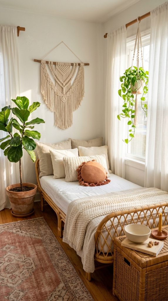 10 Chaise Lounge Reading Nook Rattan Daybed Boho Sunlit Nook 10 10. The Complete Sunlit Boho Rattan Daybed Nook — Every Element Right at Once