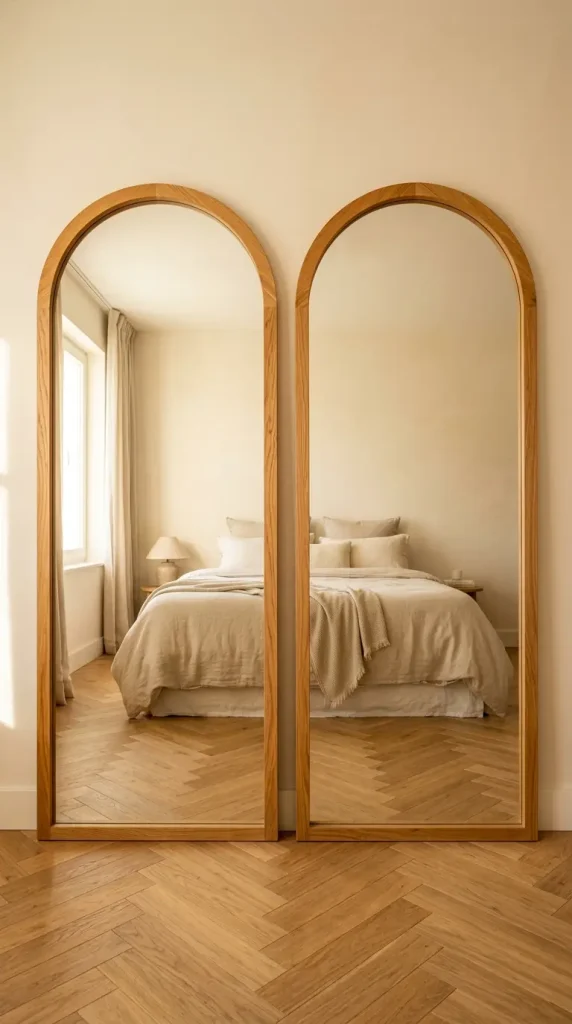 17 Big Mirror in Bedroom Oversized Oak Arch Warm Neutral 10 10. Two Oak Arch Mirrors Side by Side on the Same Wall