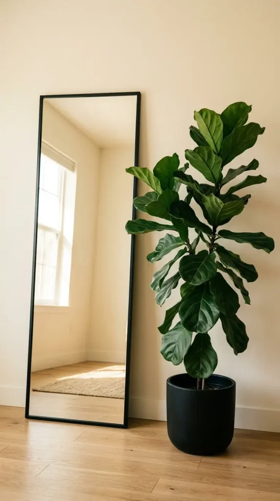 25 Full Length Mirror Living Room Slim Black Frame Minimal 10 10. With a Single Architectural Plant Beside It