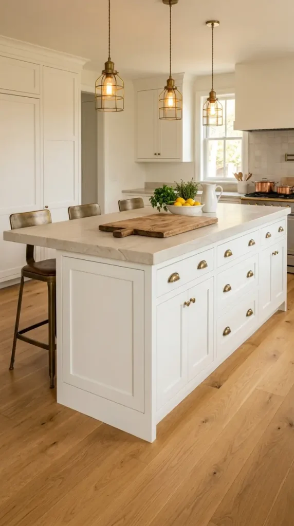 16 Modern Farmhouse Interior Design Seamless White Oak Floor 11 11. Farmhouse Kitchen Island on White Oak Floor