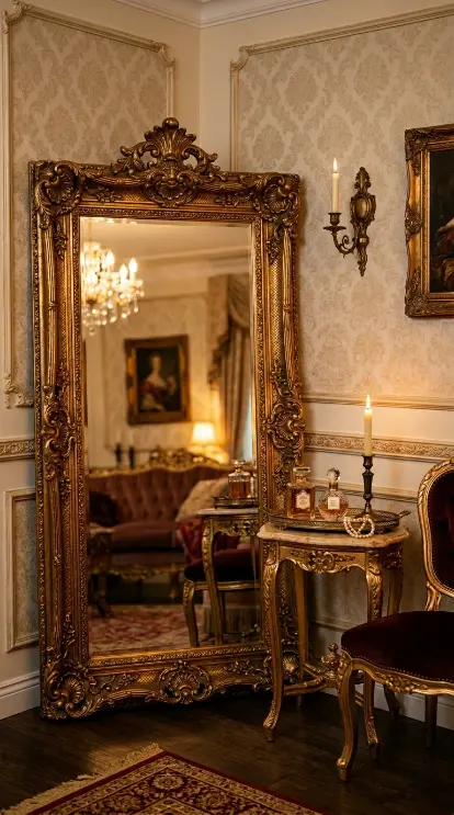 22 Full Length Mirror Living Room Baroque Gold Dramatic 11 11. Style It as a Dressing Mirror in a Luxurious Living Room Corner