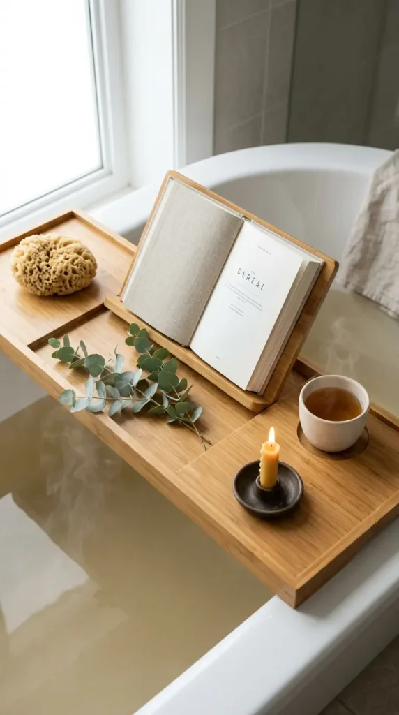 16 Rustic Bathtub Tray Ideas for a Spa Style Bamboo Tub 11 11. The Five-Object Sensory Layering Rule