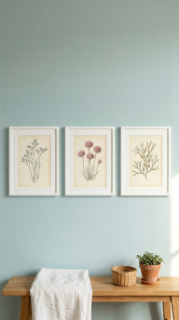 17 Bedroom Aesthetic Coastal Grandmother Sea Glass Blue 11 11. Vintage Inspired Botanical or Coastal Art Prints in White Frames