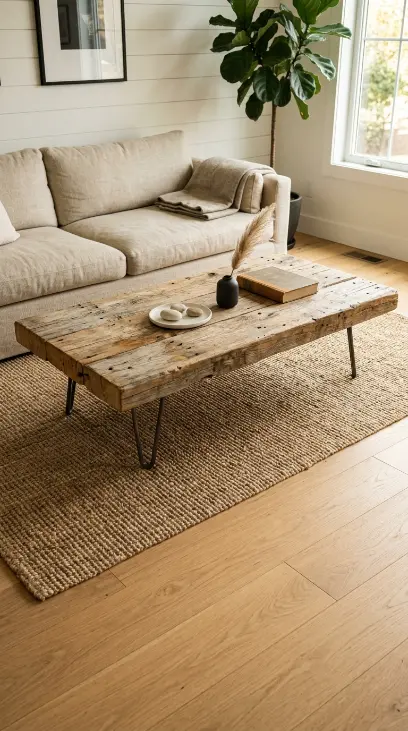 16 Modern Farmhouse Interior Design Seamless White Oak Floor 12 12. Reclaimed Timber Elements in Modern Farmhouse