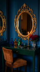 18 Bedroom Aesthetic Dark Moody Maximalist Jewel Tones 12 12. Style a Jewel-Tone Dressing Table Corner