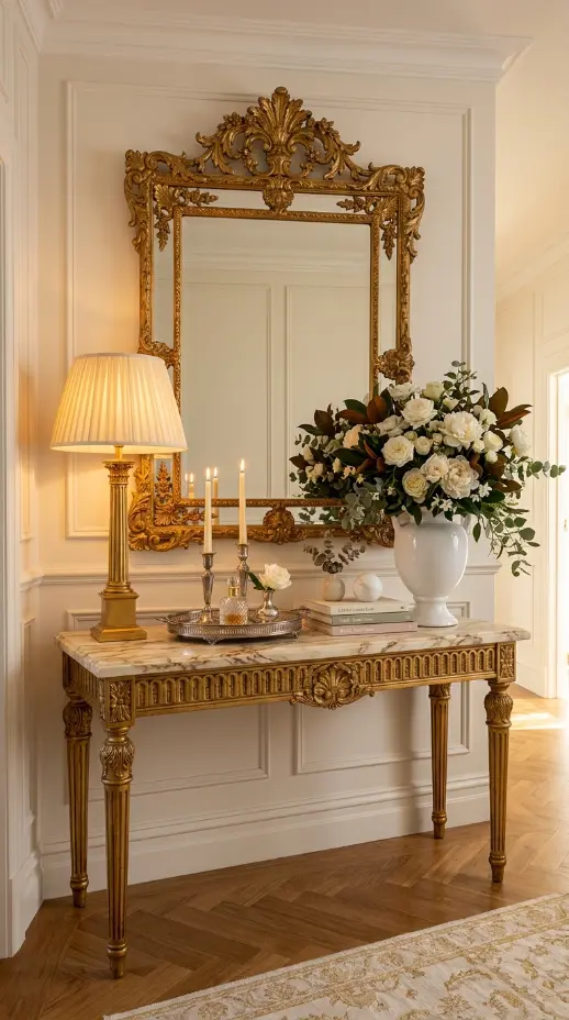 26 Entryway Console Table Ideas Traditional Marble Top 12 12. The Complete Traditional Marble Top Entryway Console — Every Element