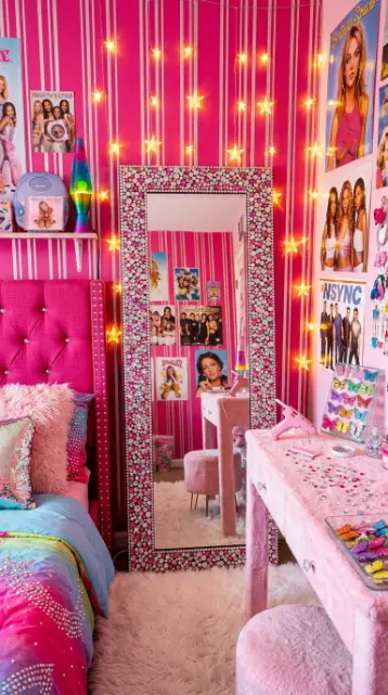 12 Bedazzled Mirror Y2K Rhinestone DIY Pink Glam Bedroom 12 12. The Complete Y2K Glam Room — Bedazzled Mirror and Sparkle Throughout