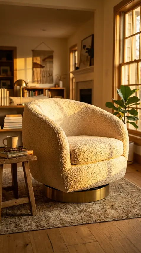 13 Comfy Reading Chair Oversized Cream Swivel Plush Living Room 12 12. The Cream Chair in Late Afternoon Golden Light