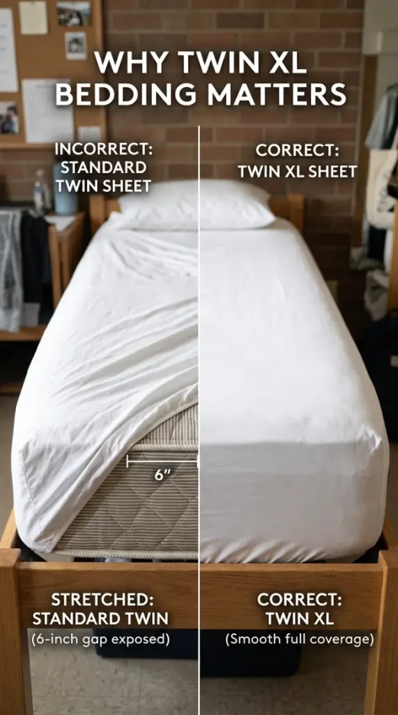 26 Dorm Bed Inspo Maximalist Gallery Wall Twin XL Style 12 12. The Twin XL Specific Bedding Fit Correction — Sizing Knowledge Detail