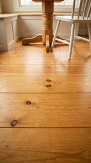 14 DIY Breakfast Nook Farmhouse Wainscoting Storage Bench 13 13. Lay Wide Plank Warm Pine Flooring Through the Nook Zone