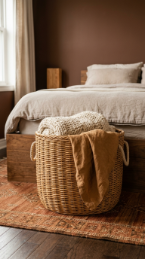 15 Bedroom Aesthetic Earthy Cocooning Cocoa Brown Warm 13 13. Paint the Ceiling Cocoa Brown and Add a Timber Beam Detail