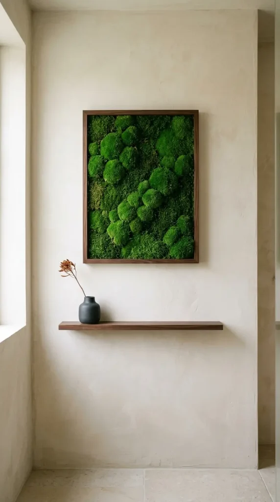 14 Minimal Bathroom Plants Decor Inspiration Small Space 13 13. Preserved Moss Frame as Small Bathroom Wall Art