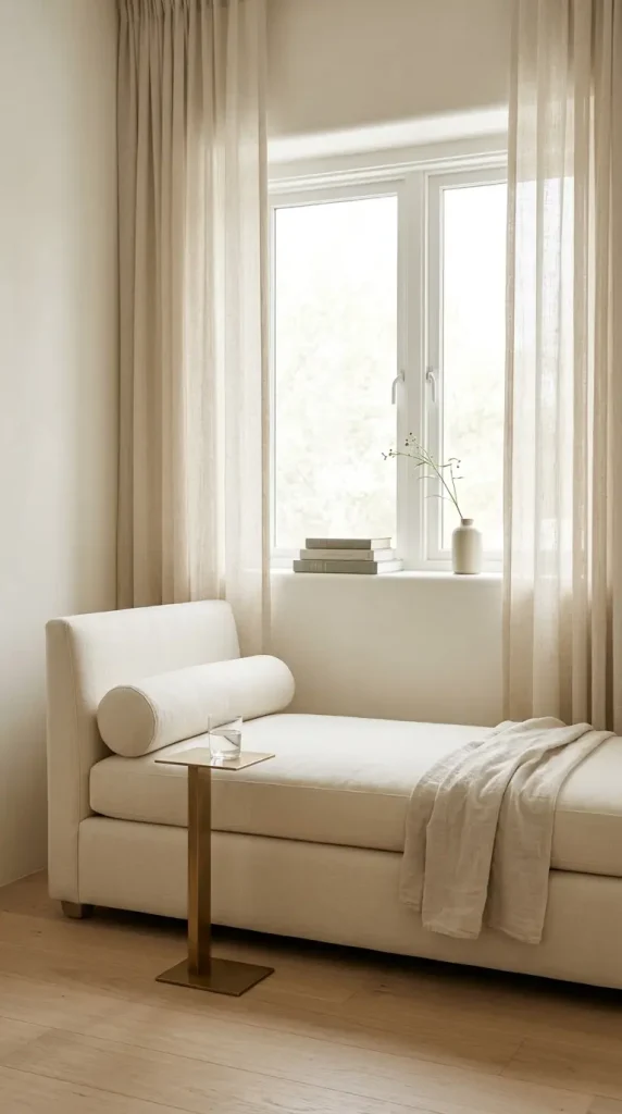 13 Chaise Lounge Reading Nook Cream Linen Window Quiet Luxury 13 13. The Complete Cream Linen Window Reading Nook