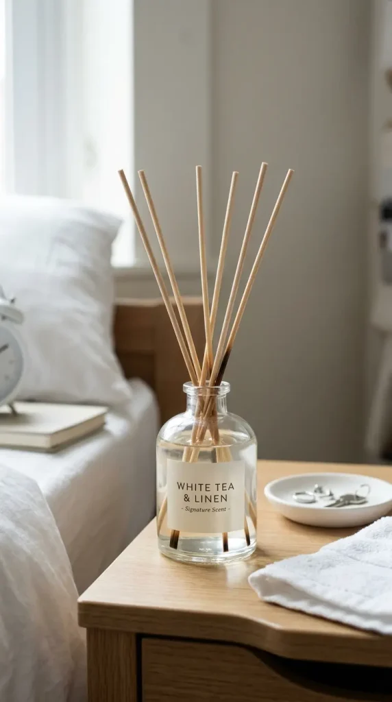 24 Dorm Bedding Ideas Clean White Minimal Luxe Hotel Style 13 13. The Diffuser and White Floral Scent Pairing — Hotel Signature Fragrance