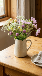 14 DIY Breakfast Nook Farmhouse Wainscoting Storage Bench 14 14. Accessorize the Table With a Simple Ceramic Jug and Fresh Wildflowers