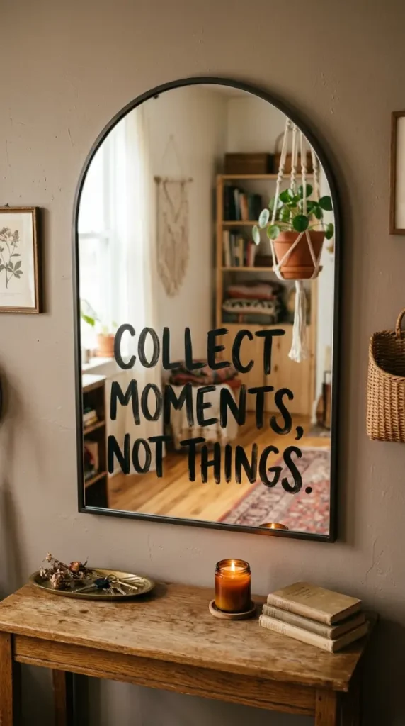 15 Decorated Mirror Hand Painted Arch Entryway Eclectic Wall 14 14. Arch Mirror With Hand Lettered Quote Painted Across the Glass