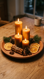 16 Table Candle Decor Earthy Pillar Cluster Clay Tray 14 14. Create a Seasonal Winter Earthy Candle Tray With Cinnamon and Pine
