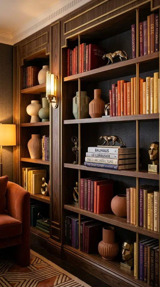 15 Vintage Home Decor Ideas Neo Deco Living Room Glamour 14 14. Curated Shelf Styling With Ceramics Books and Sculptural Objects