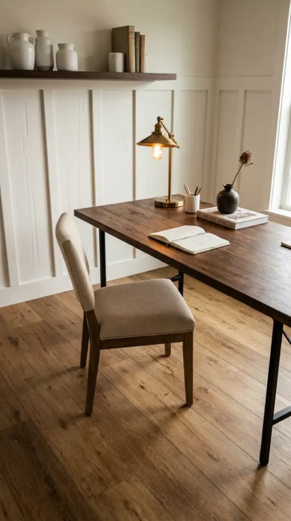 25 Affordable Farmhouse Flooring Ideas Budget Laminate Wood 14 14. Farmhouse Laminate in a Home Office or Study