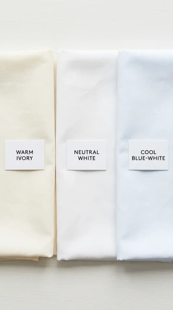 24 Dorm Bedding Ideas Clean White Minimal Luxe Hotel Style 15 15. The Off-White Versus Bright White Undertone Matching — Color Precision Detail