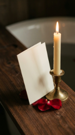 18 Romantic Bathtub Caddy Decor Ideas Rose Petal Candlelight 15 15. Write a Small Handwritten Note and Prop It Against the Caddy Candle