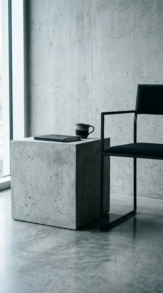 24 Home Office Inspiration Modern Minimal Concrete Steel 16 16. A Concrete Plinth as a Sculptural Side Table