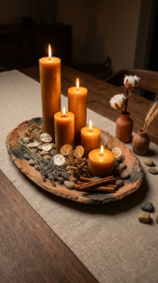 16 Table Candle Decor Earthy Pillar Cluster Clay Tray 16 16. The Complete Earthy Pillar Cluster Clay Tray —