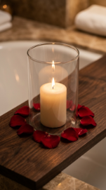 18 Romantic Bathtub Caddy Decor Ideas Rose Petal Candlelight 16 16. Use a Heat-Safe Glass Cloche Over a Single Candle for Dramatic Flicker Control